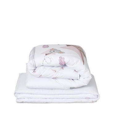 Edredón con chichonera koala y oso en cometa rosa