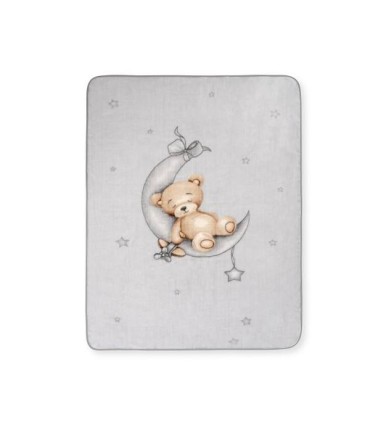 Manta de cuna oso en la luna gris