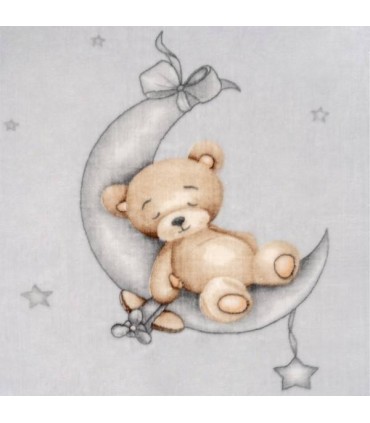 Manta de cuna oso en la luna gris