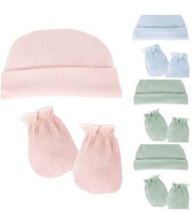 Gorro y manopla de bebé con canalé