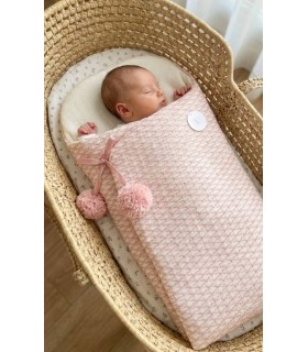 Saco para capazo bebé pompones rosa