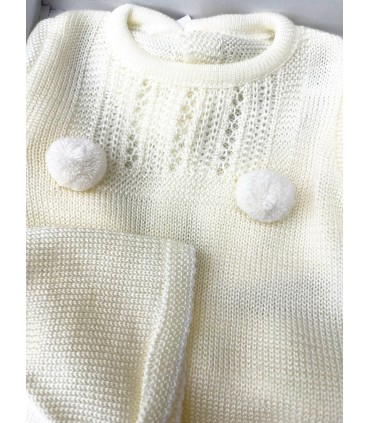 Conjunto hilo Pompones crudo