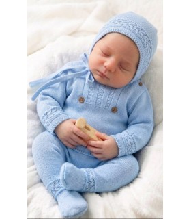 Conjunto hilo Botoncitos celeste