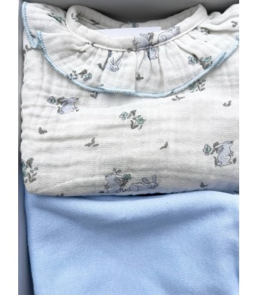 Conjunto bambula algodón celeste