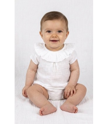 Pelele muselina plumeti blanco modelo atari