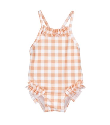 Bañador cuadros melocotón