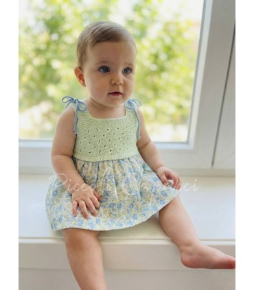 Vestido de hilo con estampado color lima