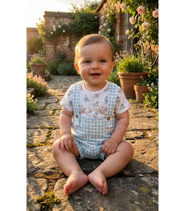 Pelele vichy animalitos algodón