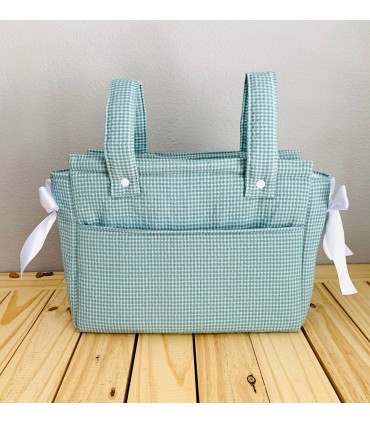 Talega bolsillo y lazos vichy verde