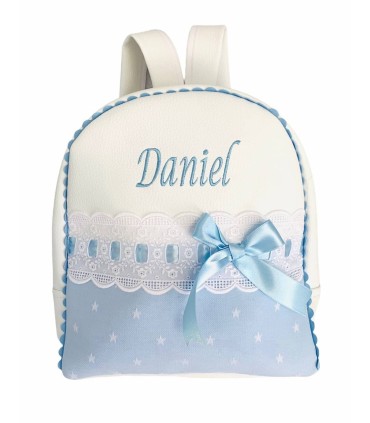 Mochila Estrellas lazo Margarita celeste