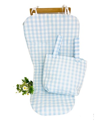 Pack funda y talega vichy celeste