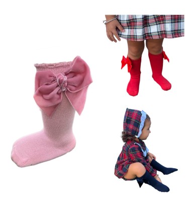 Calcetines altos lazo terciopelo