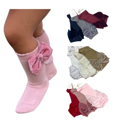 Calcetines altos lazo terciopelo
