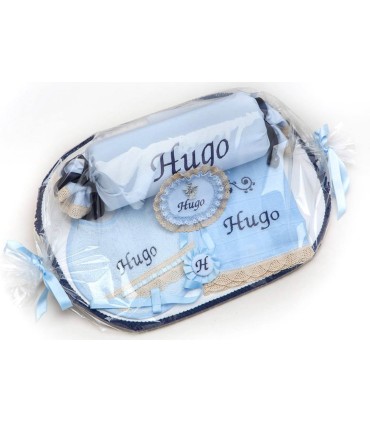 Cesta de bebé personalizada celeste