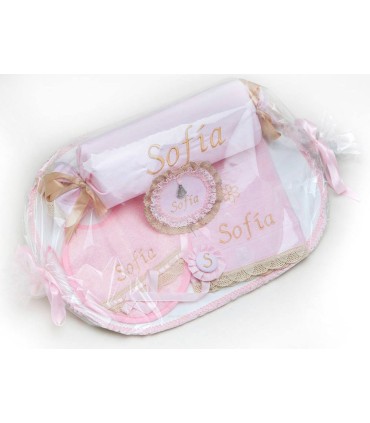 Cesta de bebé personalizada rosa