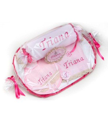 Cesta de bebé personalizada rosa